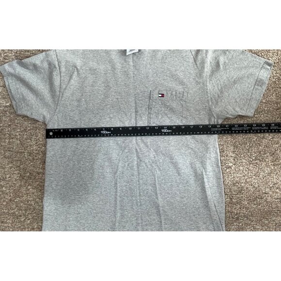VTG Tommy Hilfiger Pocket T-Shirt Mens S Gray Embroidered 90s Made in USA - Picture 5 of 6